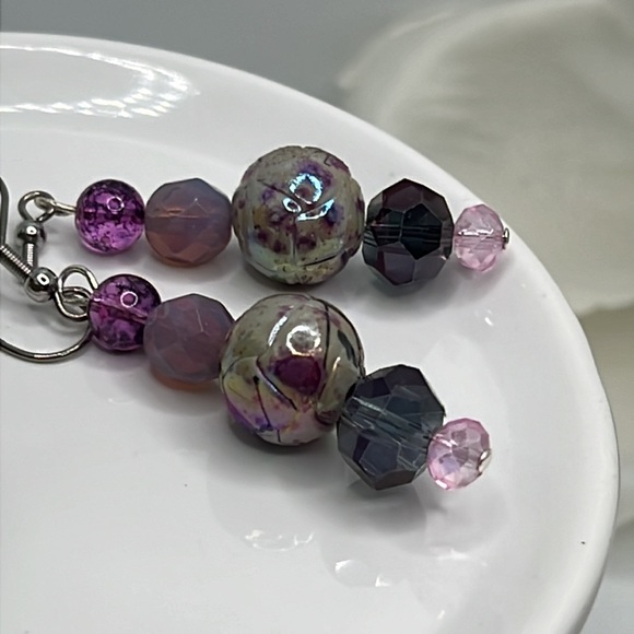 Modern Purple Hued Earrings. - Picture 4 of 4